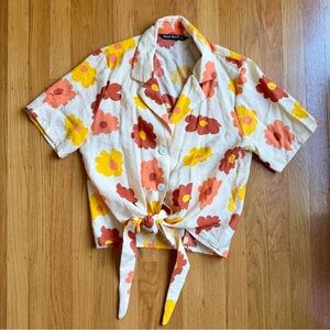 Wild Pony Floral Tie-Front Button Shirt